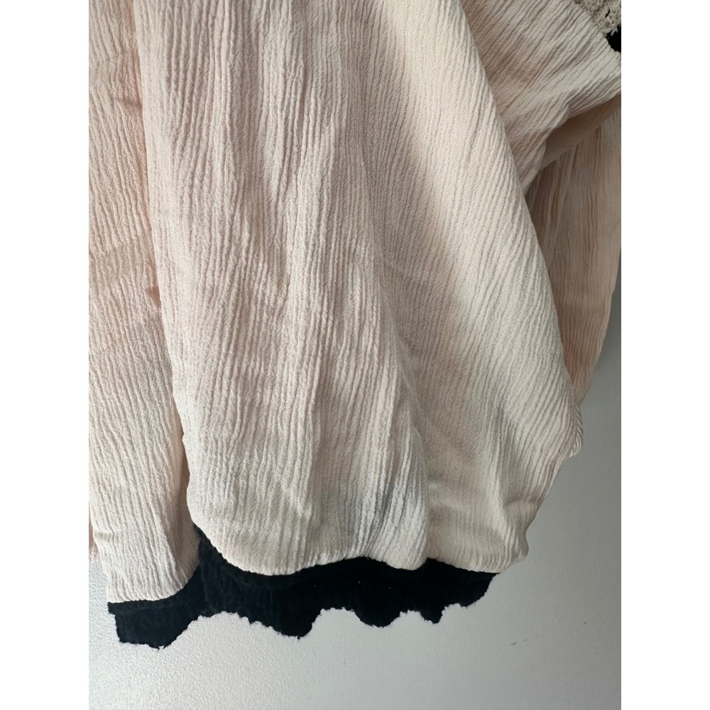 Zara Crochet Knit Bodice Crinkle Midi Dress Cream Black Boho Summer Flowy Size M - Picture 6 of 8